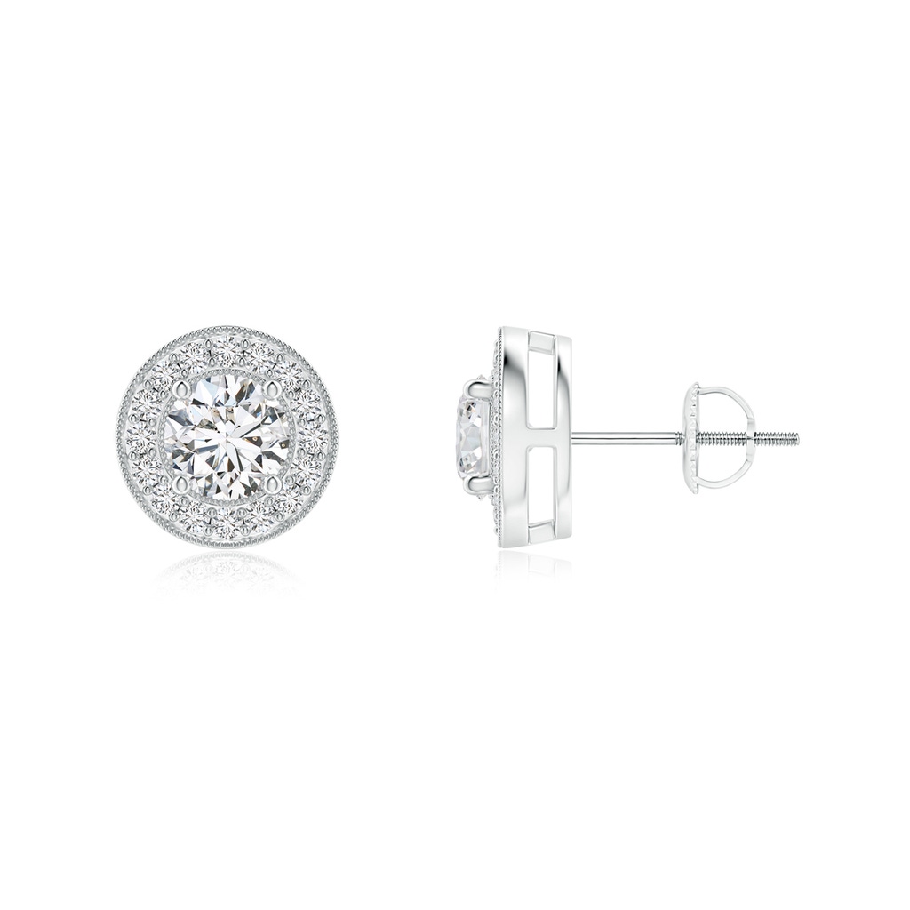 4.2mm HSI2 Solitaire Round Diamond Halo Stud Earrings in White Gold