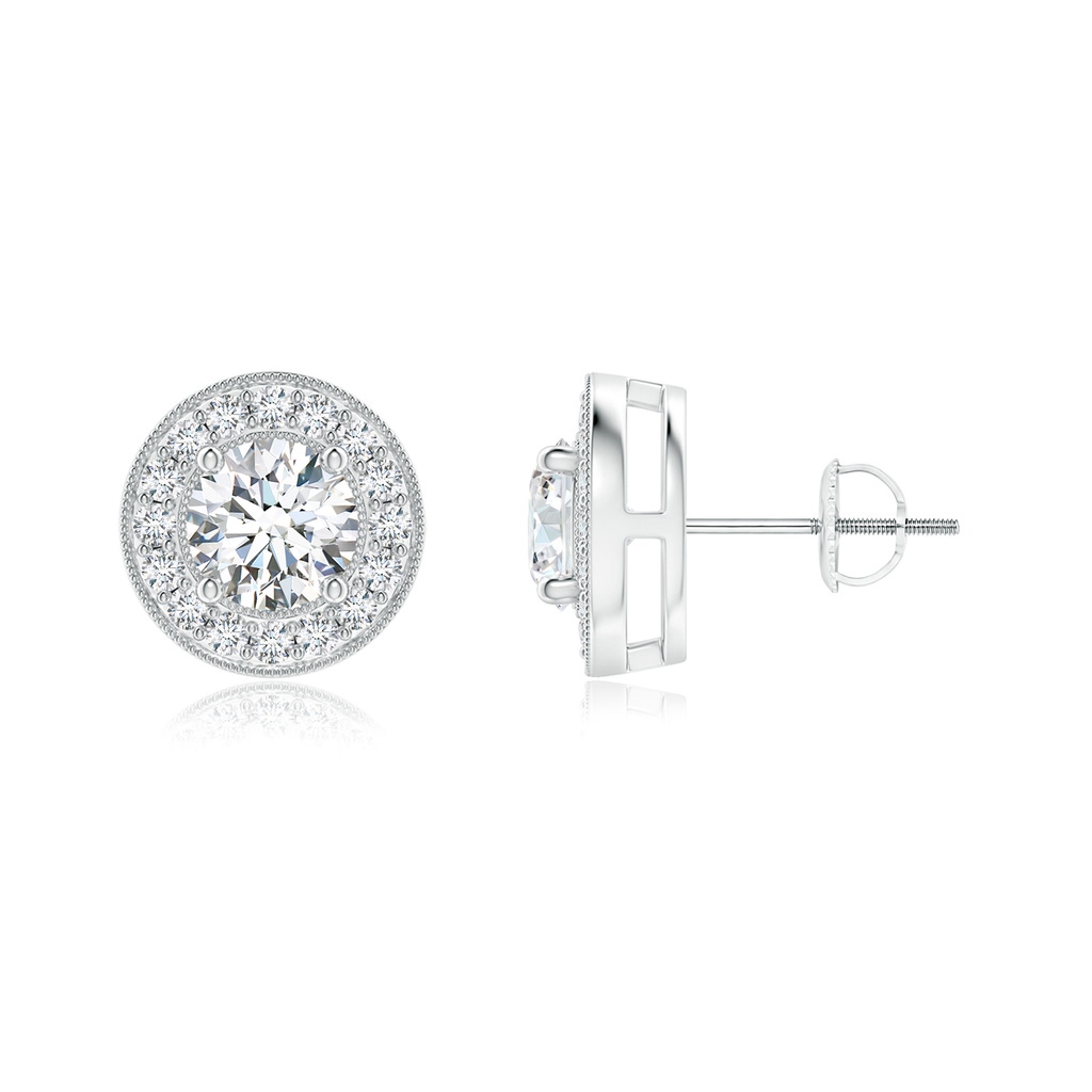 4.8mm GVS2 Solitaire Round Diamond Halo Stud Earrings in P950 Platinum