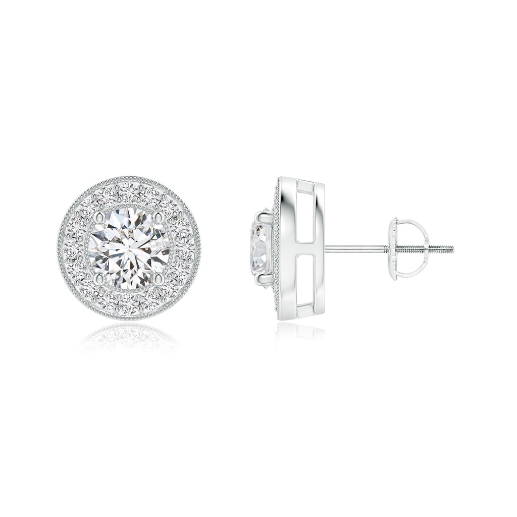 4.8mm HSI2 Solitaire Round Diamond Halo Stud Earrings in P950 Platinum