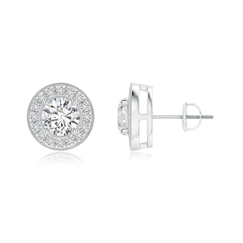 4.8mm HSI2 Solitaire Round Diamond Halo Stud Earrings in P950 Platinum 