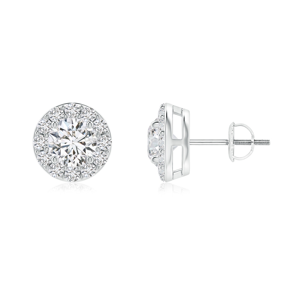 4mm HSI2 Prong-Set Round Diamond Solitaire Halo Stud Earrings in White Gold
