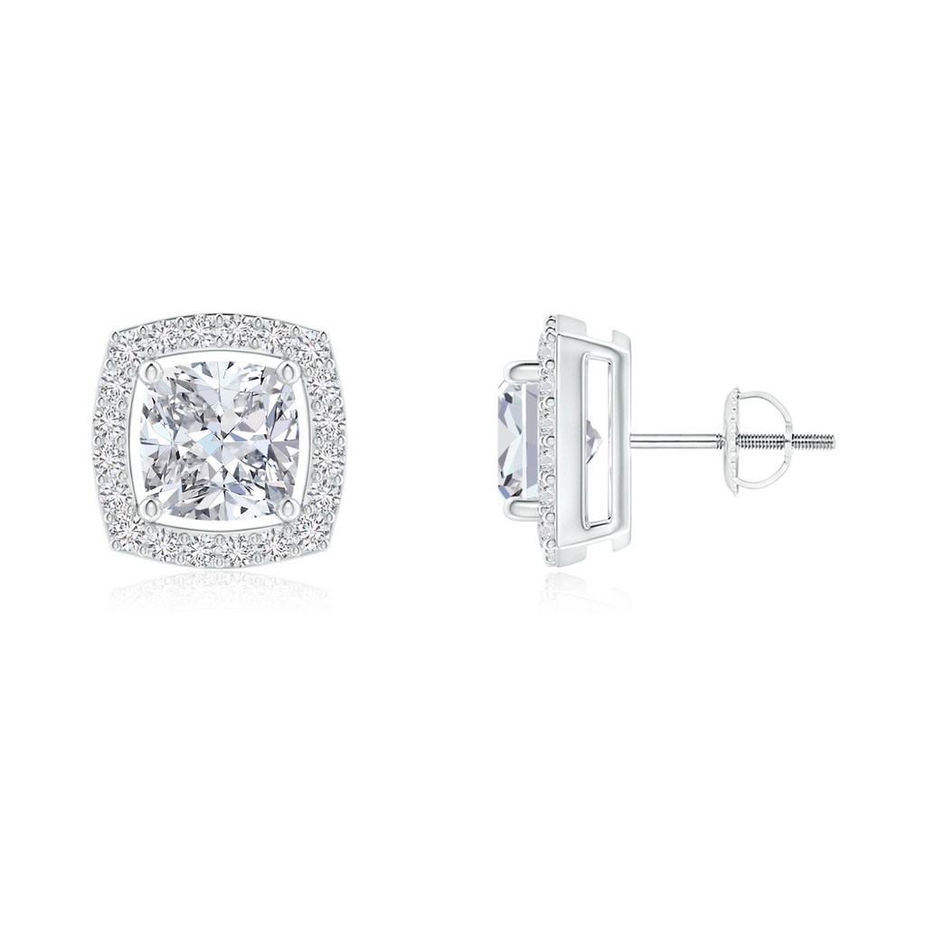 4mm HSI2 Cushion Diamond Floating Halo Stud Earrings in White Gold