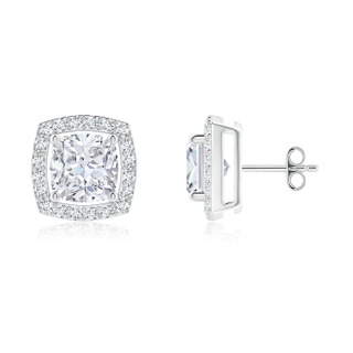 5mm GVS2 Cushion Diamond Floating Halo Stud Earrings in P950 Platinum