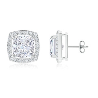 6mm GVS2 Cushion Diamond Floating Halo Stud Earrings in P950 Platinum