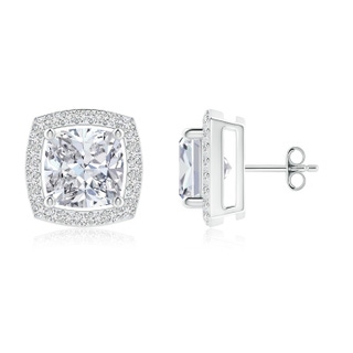 6mm HSI2 Cushion Diamond Floating Halo Stud Earrings in P950 Platinum