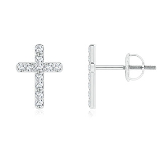 1.2mm GVS2 Diamond Cross Stud Earrings in 18K White Gold