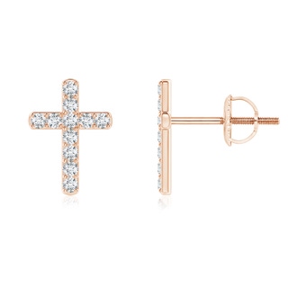 1.2mm GVS2 Diamond Cross Stud Earrings in 9K Rose Gold