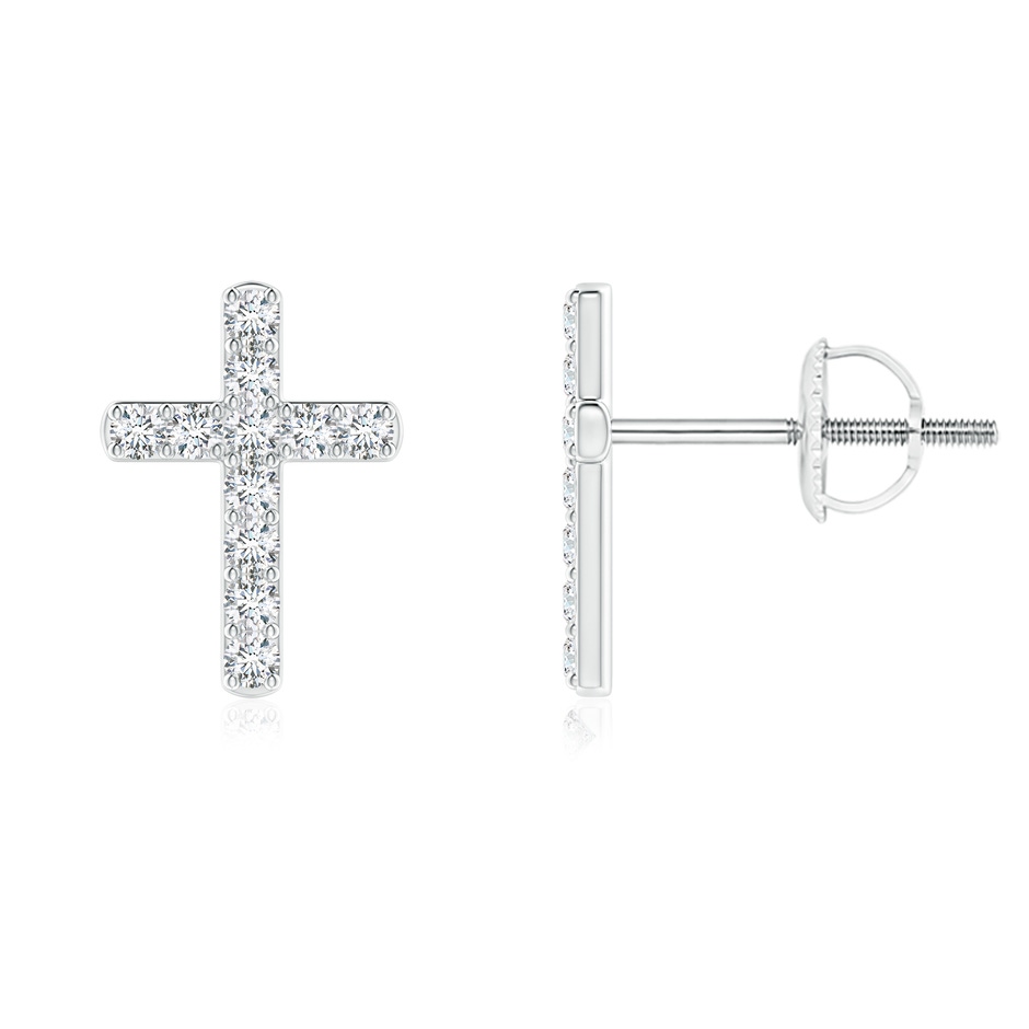 1.2mm GVS2 Diamond Cross Stud Earrings in White Gold 