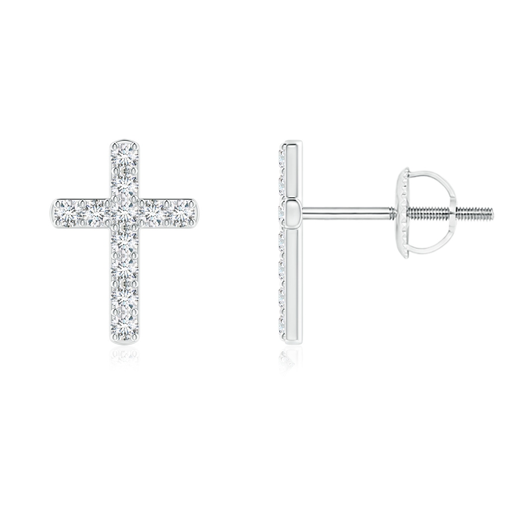 1.2mm GVS2 Diamond Cross Stud Earrings in White Gold