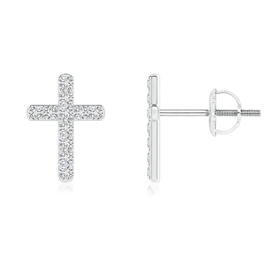 1.2mm HSI2 Diamond Cross Stud Earrings in White Gold 