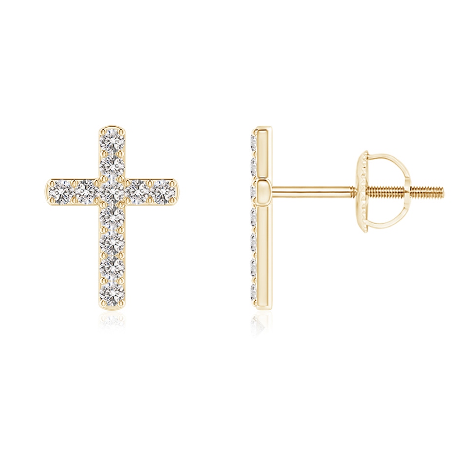 1.2mm IJI1I2 Diamond Cross Stud Earrings in Yellow Gold 