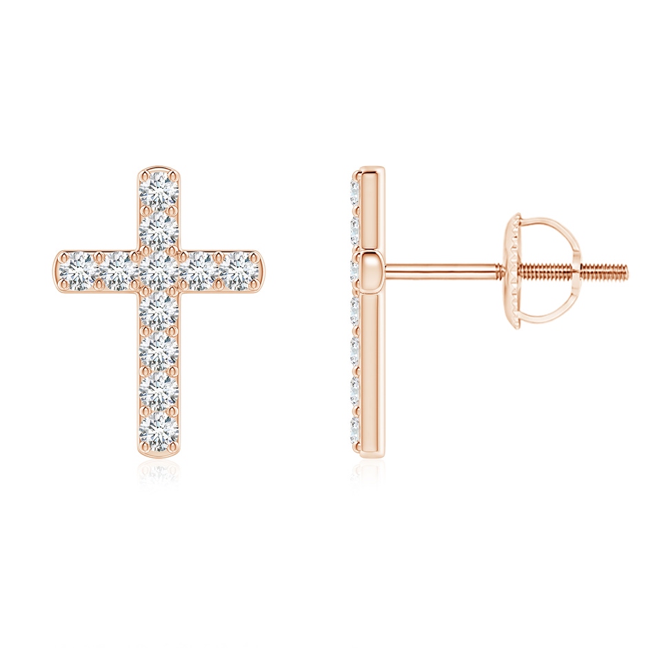 1.75mm GVS2 Diamond Cross Stud Earrings in Rose Gold 