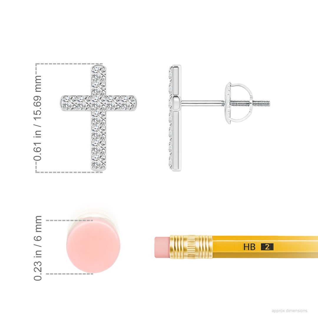 1.75mm HSI2 Diamond Cross Stud Earrings in White Gold - ruler