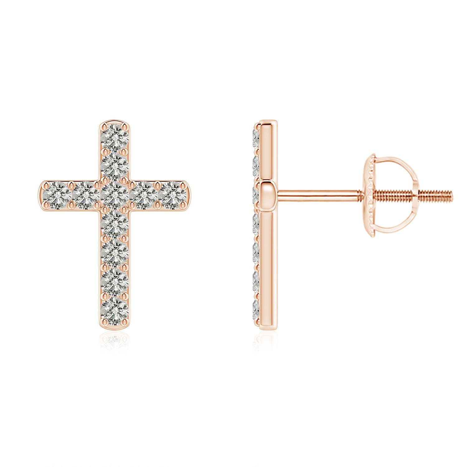 1.75mm KI3 Diamond Cross Stud Earrings in Rose Gold