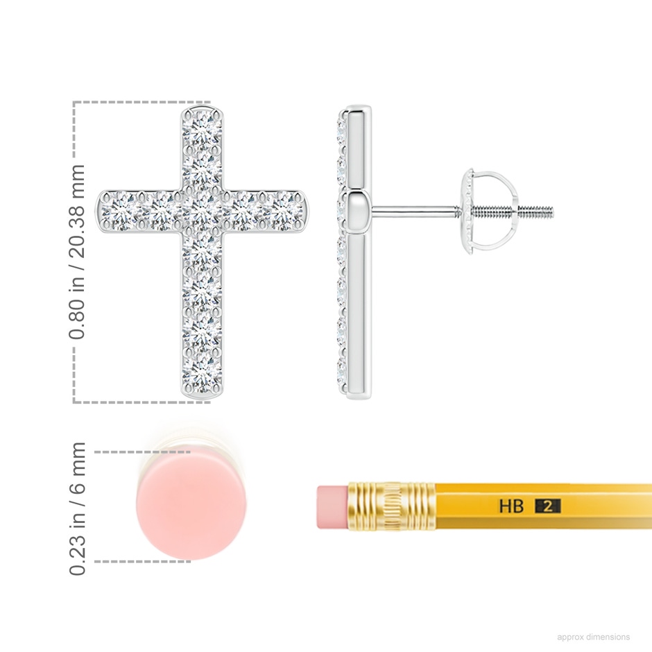 2.2mm GVS2 Diamond Cross Stud Earrings in P950 Platinum ruler