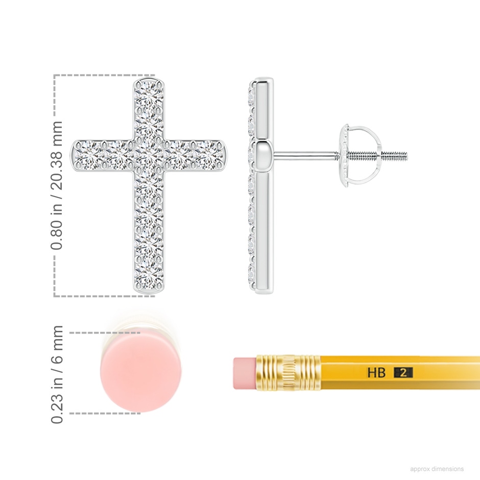 2.2mm HSI2 Diamond Cross Stud Earrings in White Gold ruler