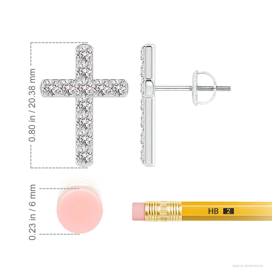 2.2mm IJI1I2 Diamond Cross Stud Earrings in 18K White Gold ruler