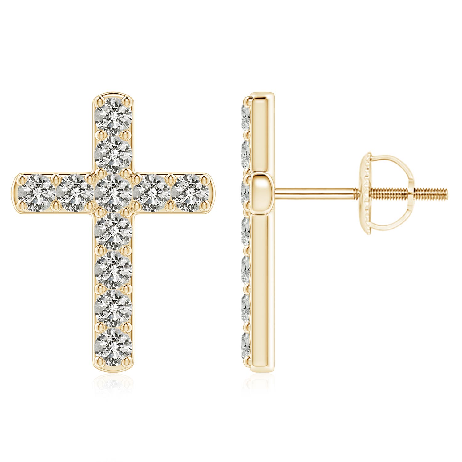 2.2mm KI3 Diamond Cross Stud Earrings in Yellow Gold