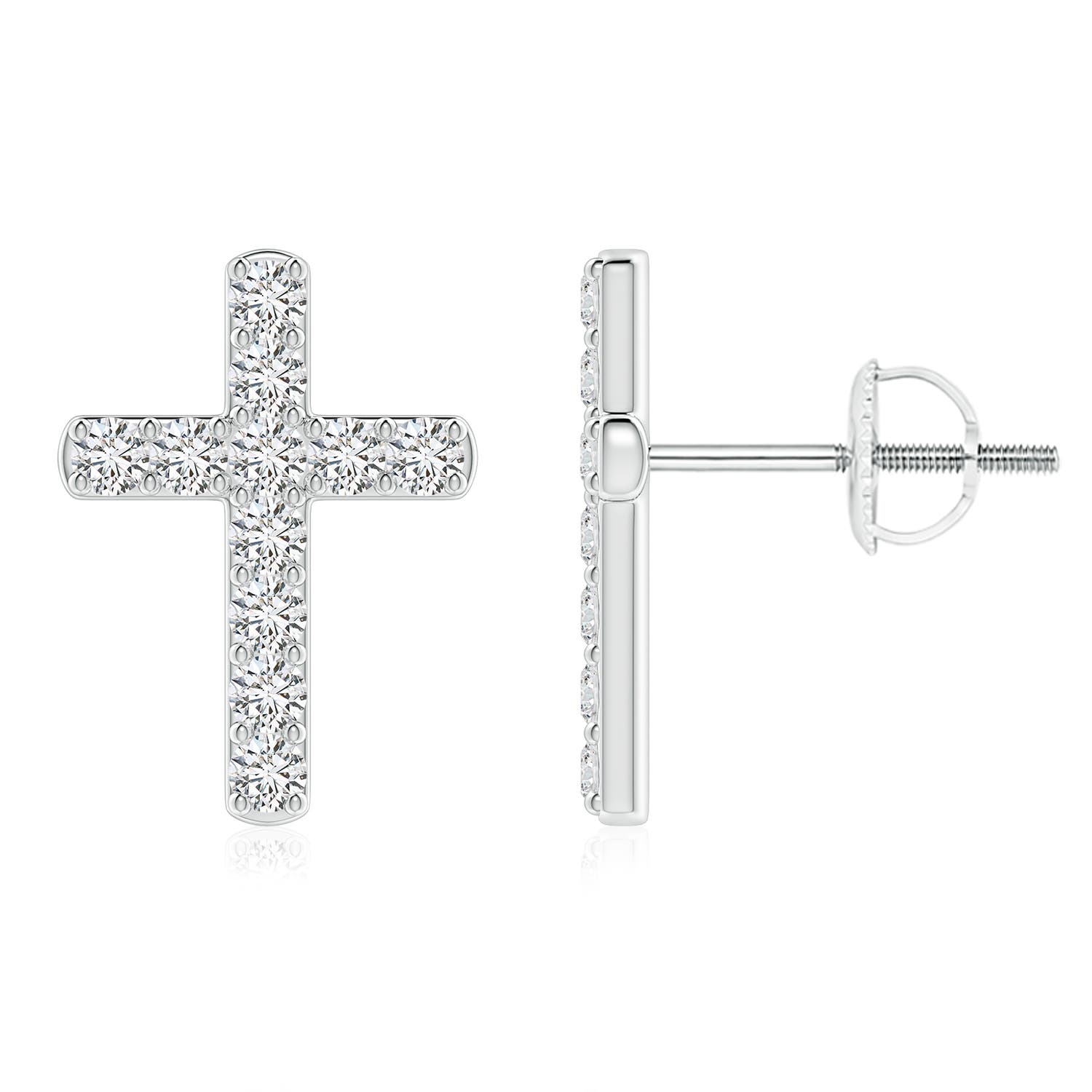 2mm HSI2 Diamond Cross Stud Earrings in White Gold