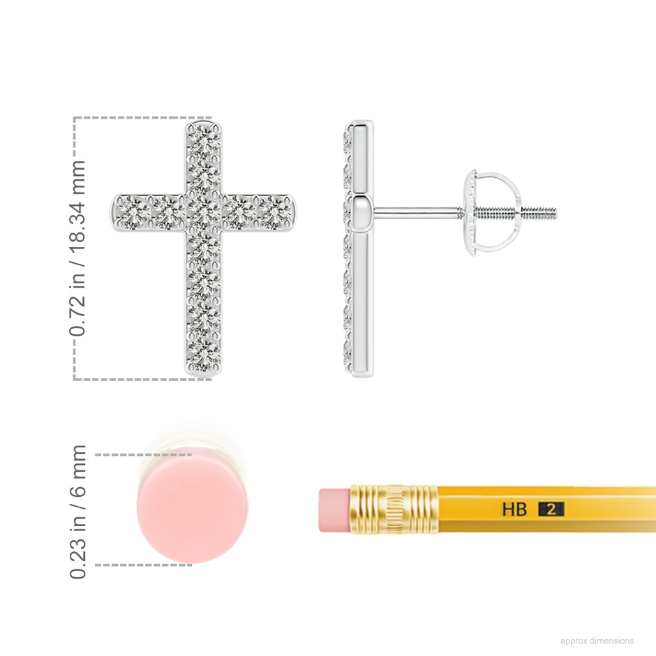 2mm KI3 Diamond Cross Stud Earrings in White Gold ruler