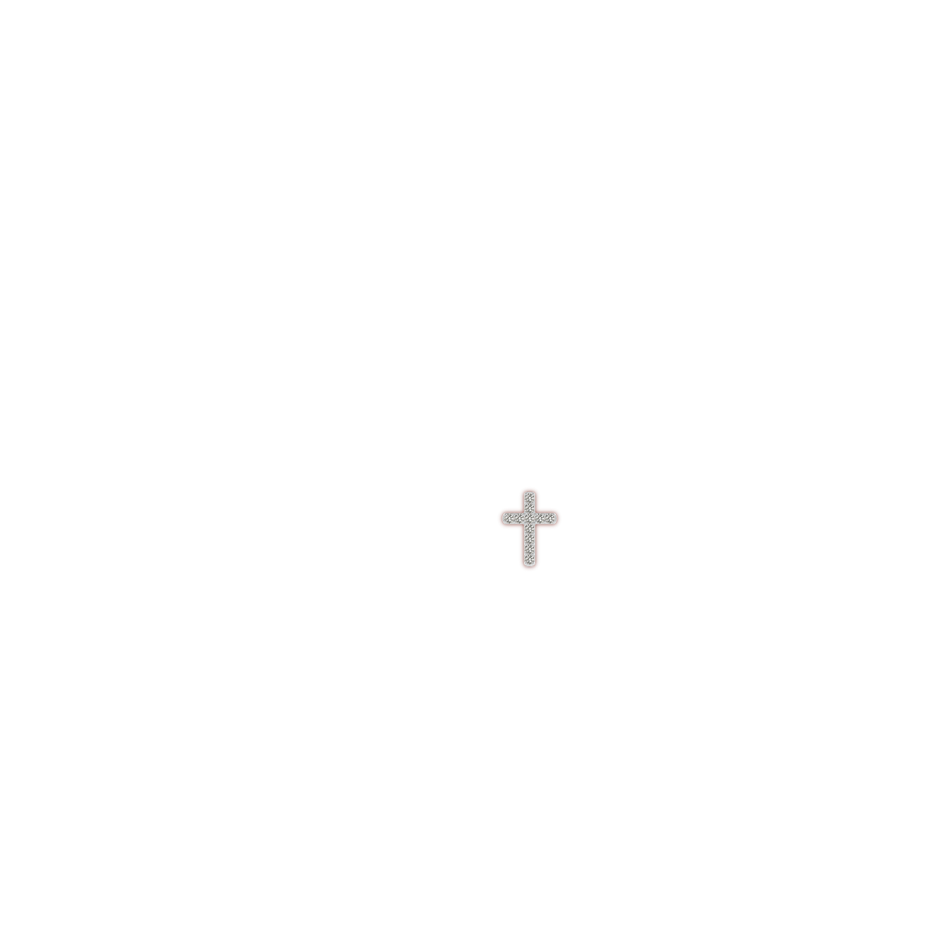 2mm KI3 Diamond Cross Stud Earrings in White Gold ear