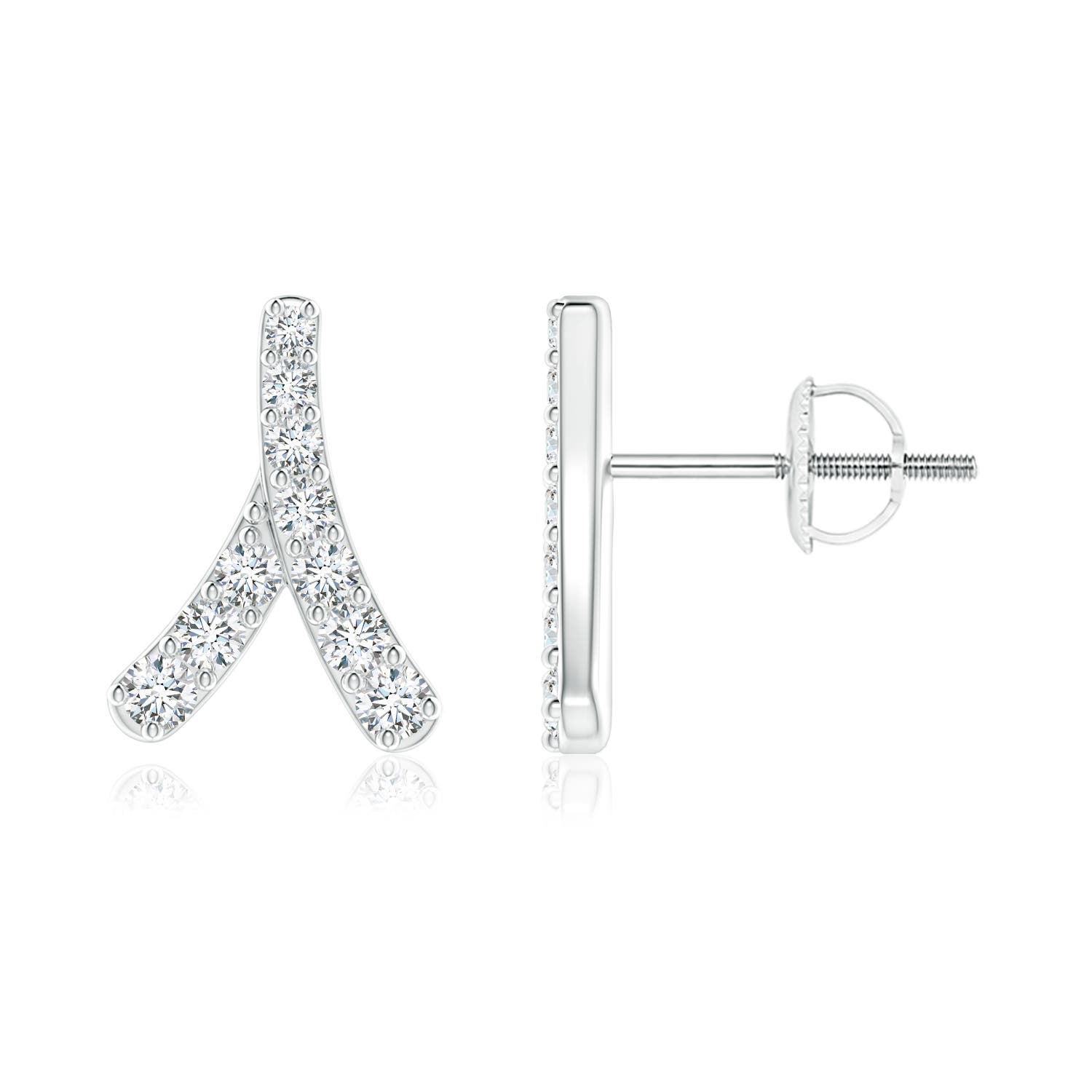 1.8mm GVS2 Prong-Set Diamond Wishbone Studs in P950 Platinum