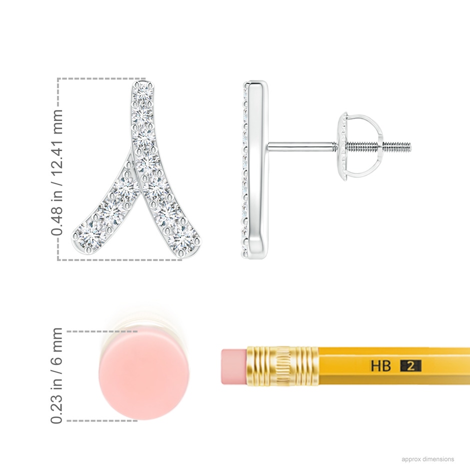 1.8mm GVS2 Prong-Set Diamond Wishbone Studs in P950 Platinum ruler