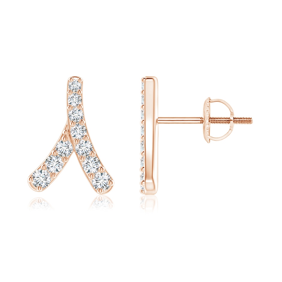 1.8mm GVS2 Prong-Set Diamond Wishbone Studs in Rose Gold 