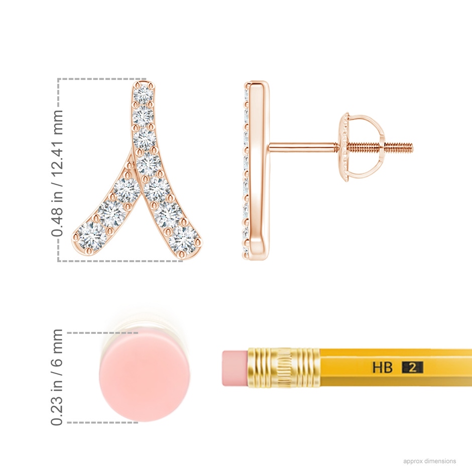 1.8mm GVS2 Prong-Set Diamond Wishbone Studs in Rose Gold ruler