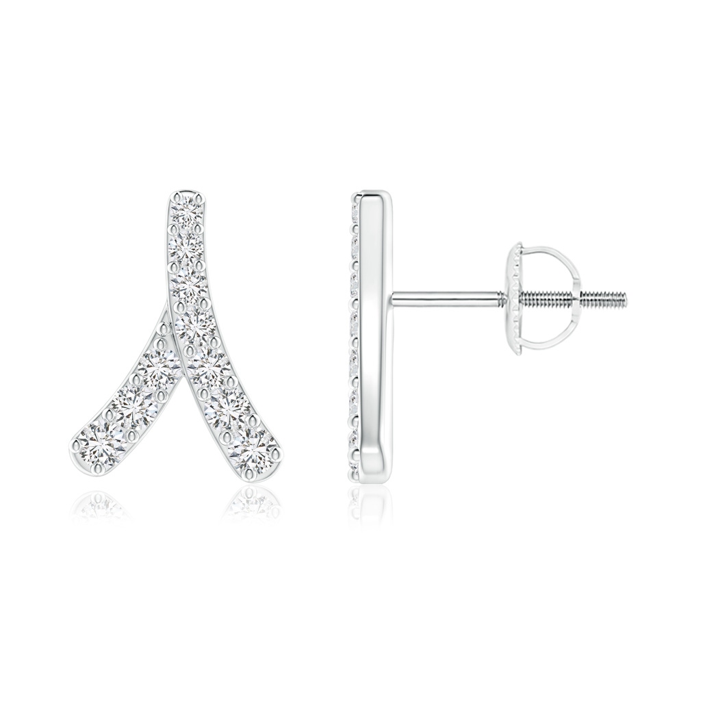 1.8mm HSI2 Prong-Set Diamond Wishbone Studs in White Gold
