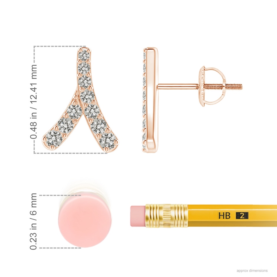 1.8mm KI3 Prong-Set Diamond Wishbone Studs in Rose Gold ruler