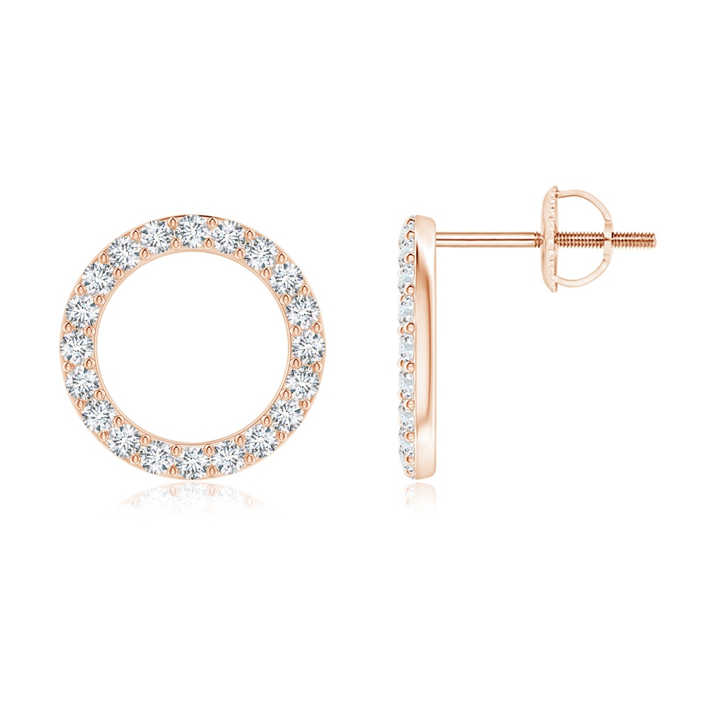 1.4mm GVS2 Diamond Open Circle Stud Earrings in Rose Gold