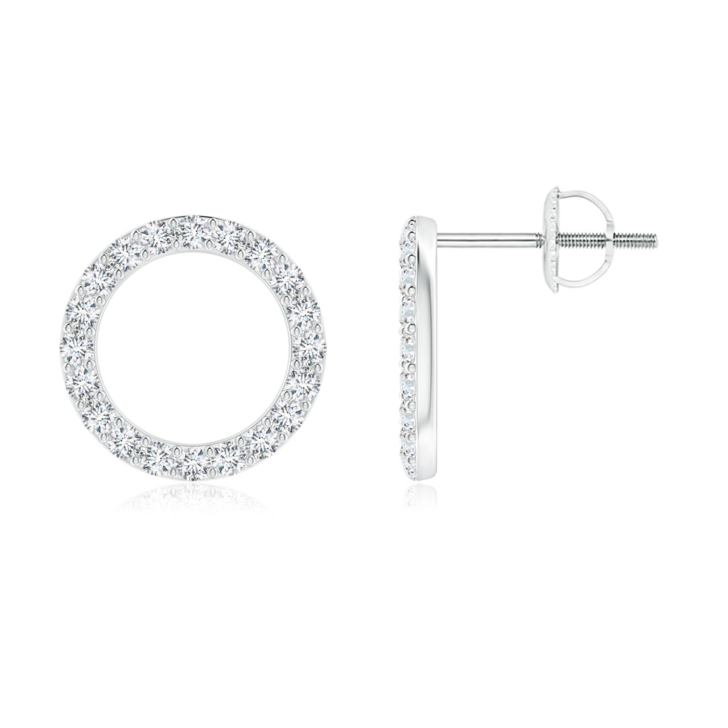 1.4mm GVS2 Diamond Open Circle Stud Earrings in White Gold