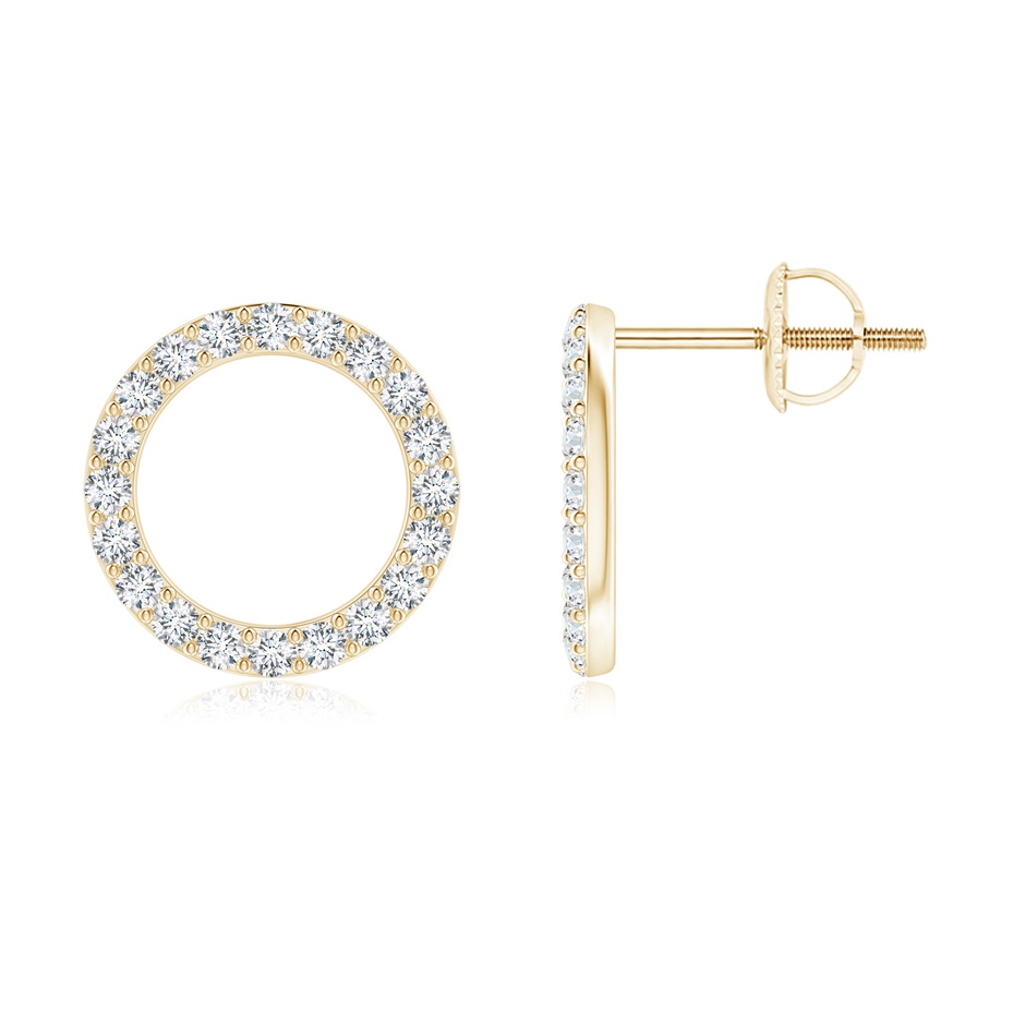 1.4mm GVS2 Diamond Open Circle Stud Earrings in Yellow Gold 