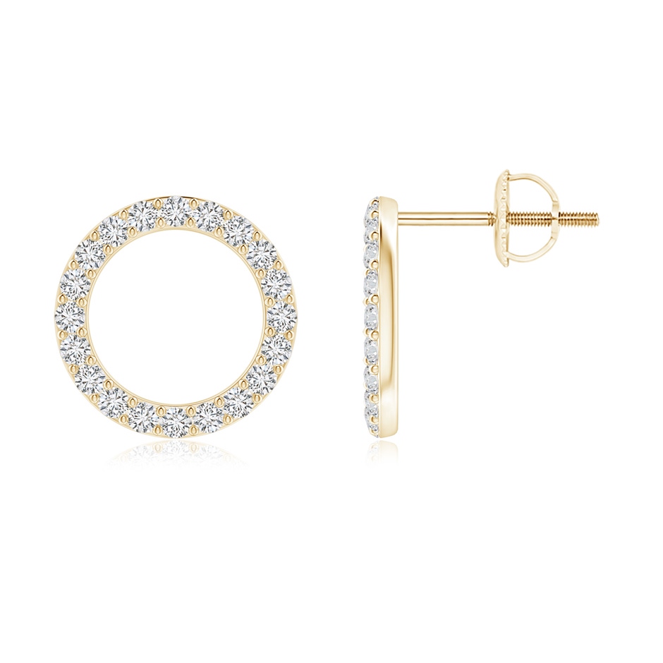 1.4mm HSI2 Diamond Open Circle Stud Earrings in Yellow Gold 