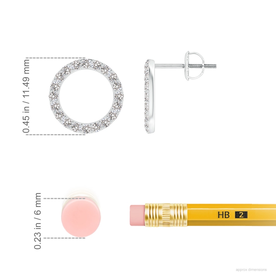 1.4mm IJI1I2 Diamond Open Circle Stud Earrings in P950 Platinum ruler