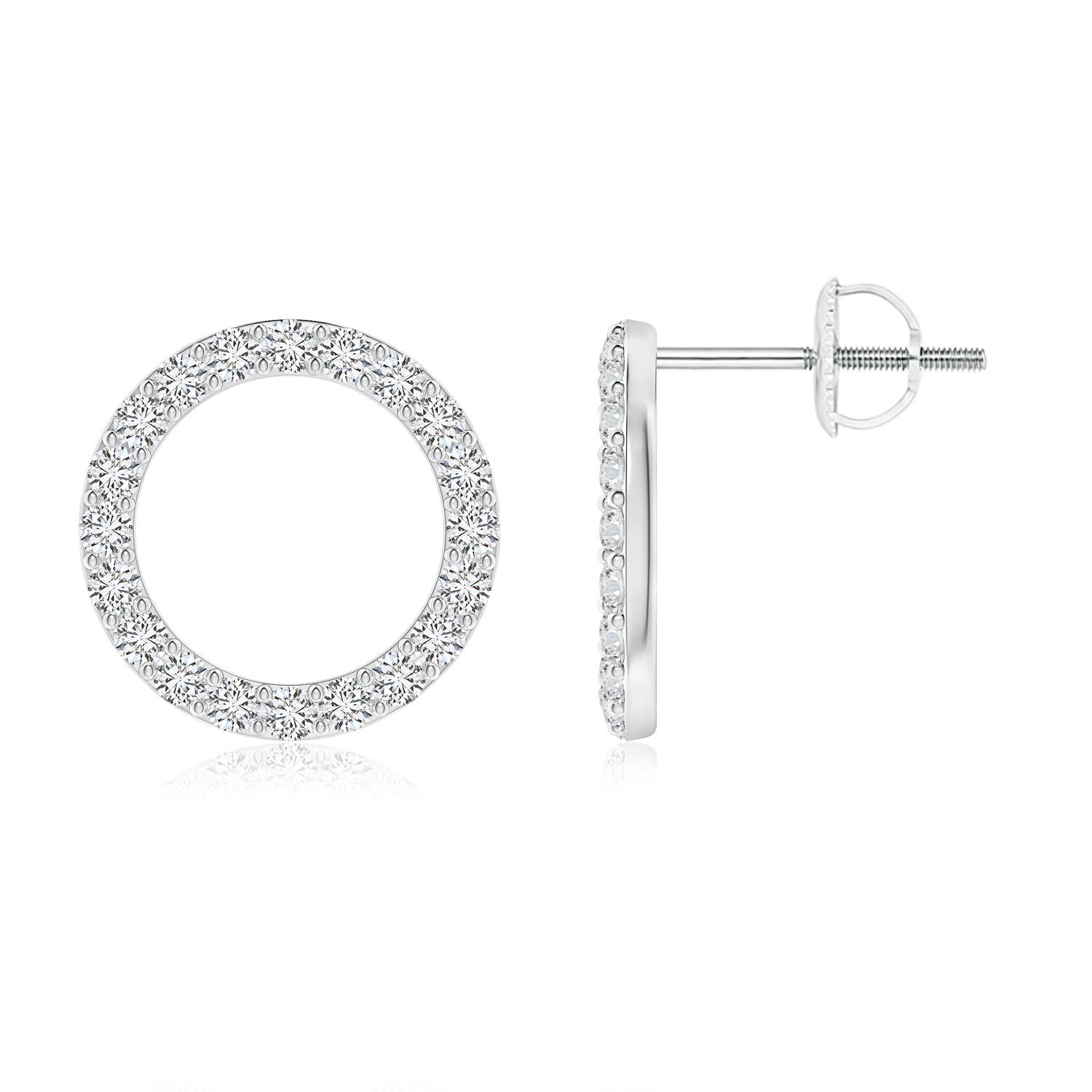 1.65mm HSI2 Diamond Open Circle Stud Earrings in 18K White Gold