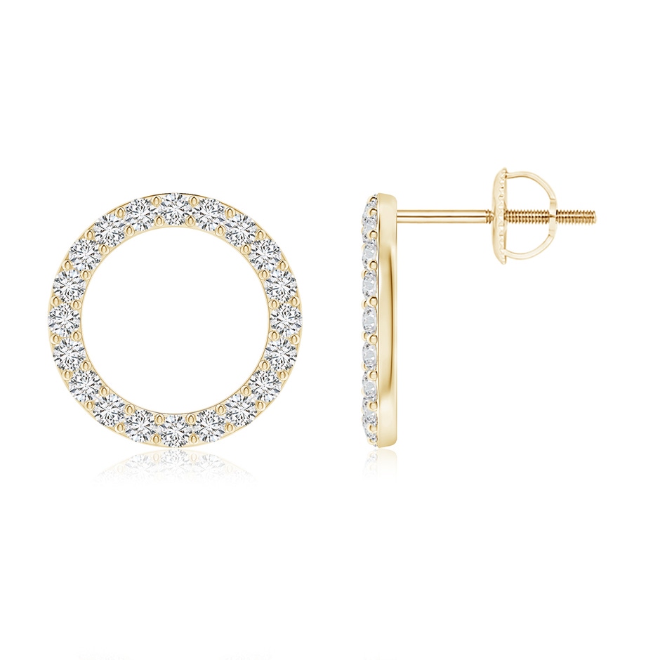 1.65mm HSI2 Diamond Open Circle Stud Earrings in Yellow Gold 