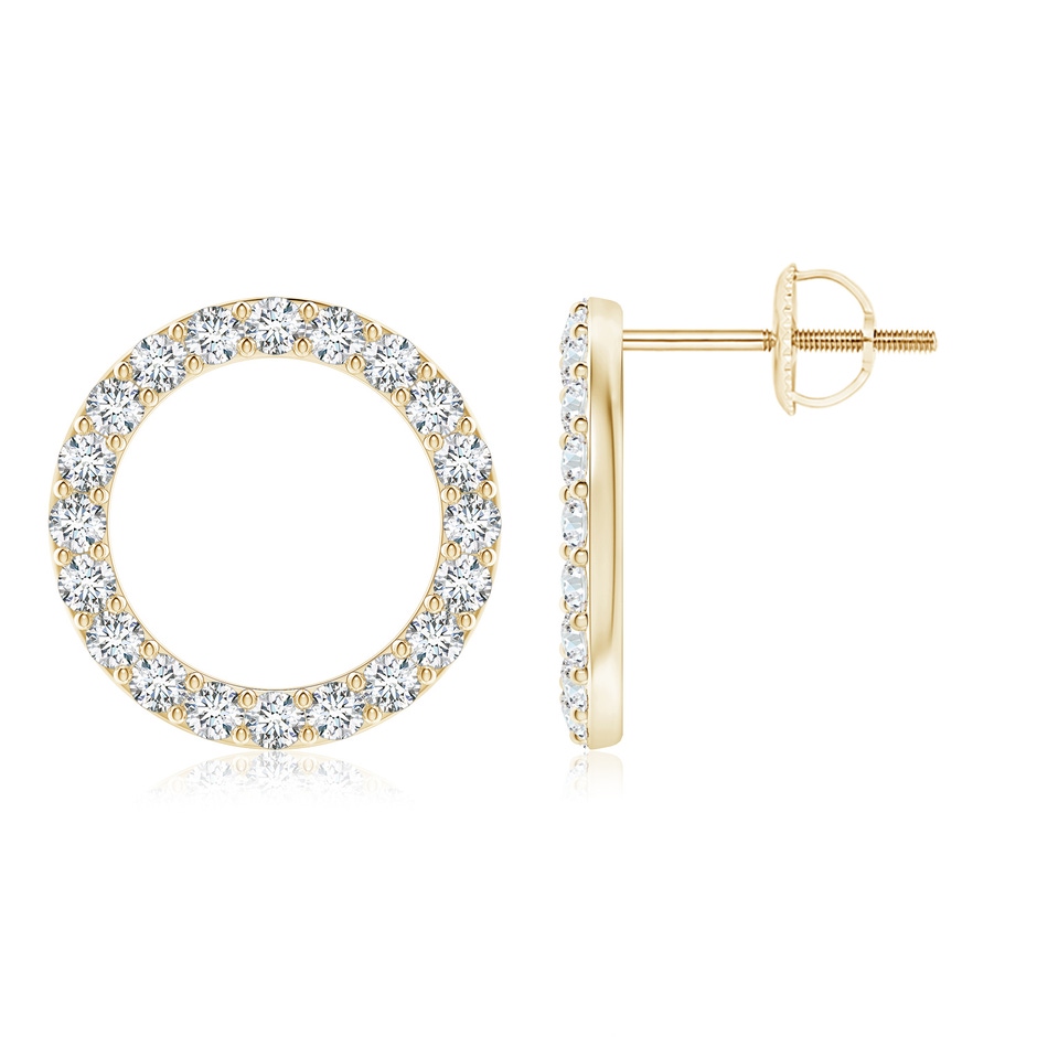 1.8mm GVS2 Diamond Open Circle Stud Earrings in Yellow Gold 