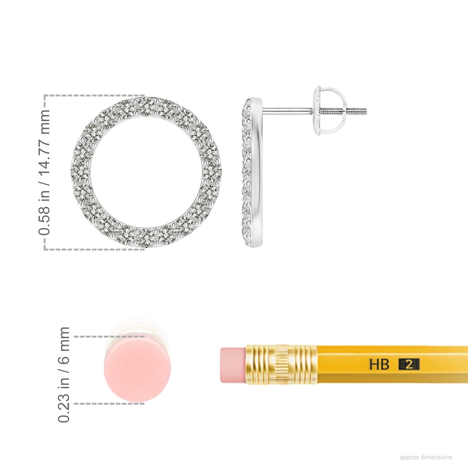1.8mm KI3 Diamond Open Circle Stud Earrings in White Gold ruler