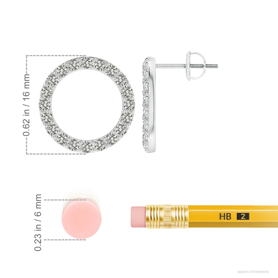 1.95mm KI3 Diamond Open Circle Stud Earrings in White Gold ruler