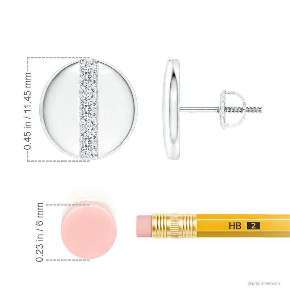 1.7mm GVS2 Pave-Set Diamond Disc Stud Earrings in P950 Platinum ruler