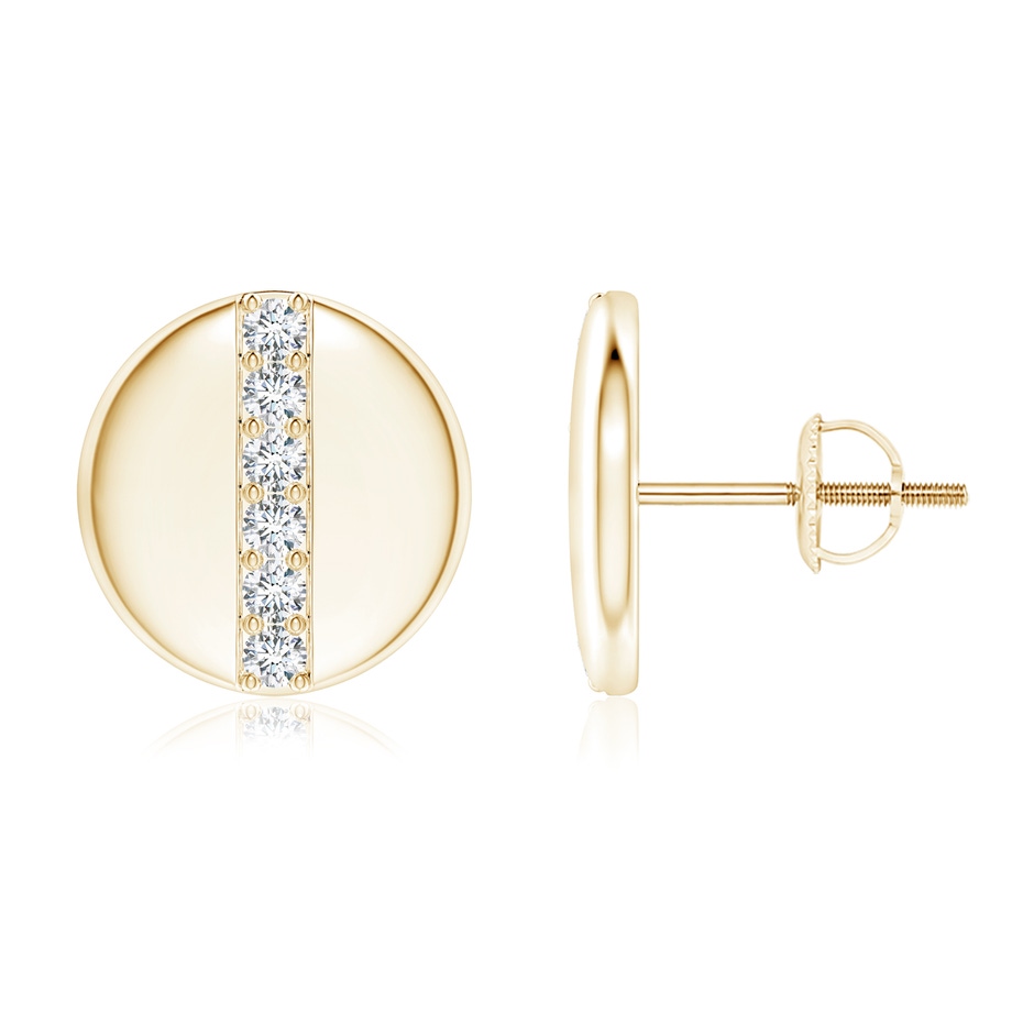 1.7mm GVS2 Pave-Set Diamond Disc Stud Earrings in Yellow Gold 
