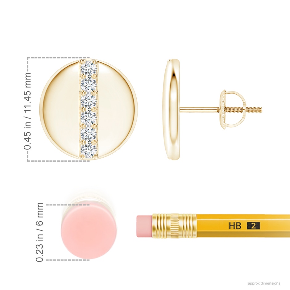 1.7mm GVS2 Pave-Set Diamond Disc Stud Earrings in Yellow Gold ruler