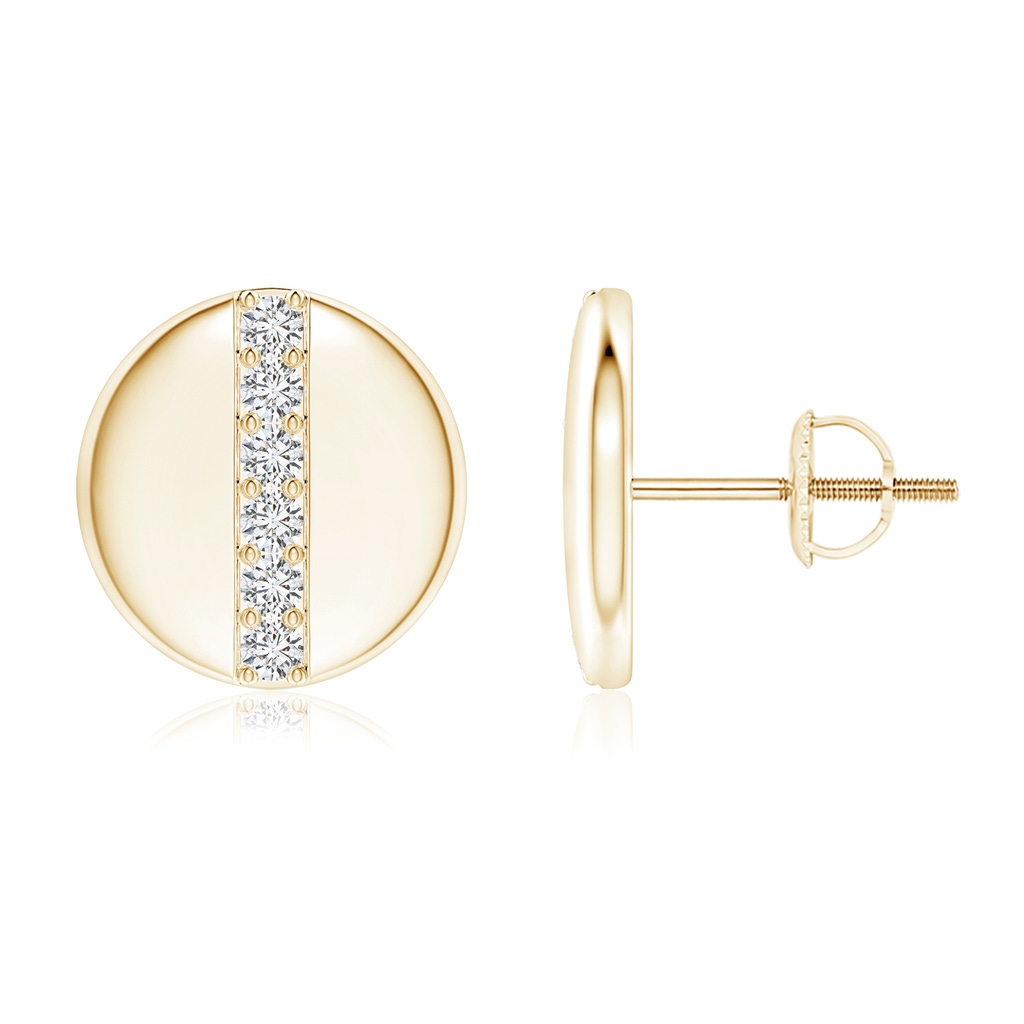 1.7mm HSI2 Pave-Set Diamond Disc Stud Earrings in Yellow Gold