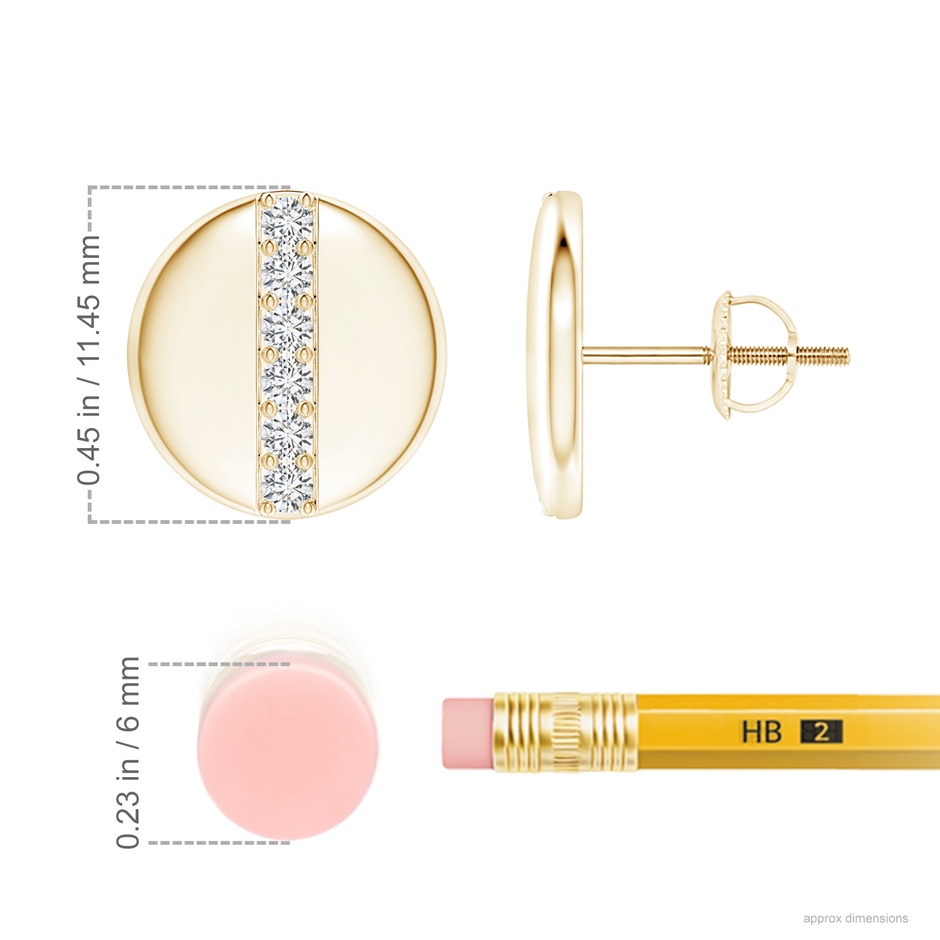 1.7mm HSI2 Pave-Set Diamond Disc Stud Earrings in Yellow Gold ruler