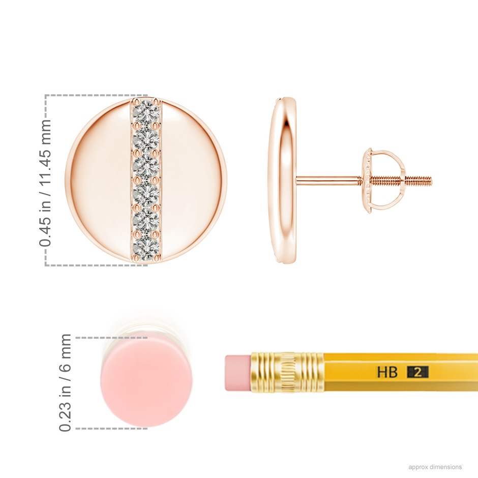 1.7mm KI3 Pave-Set Diamond Disc Stud Earrings in Rose Gold ruler