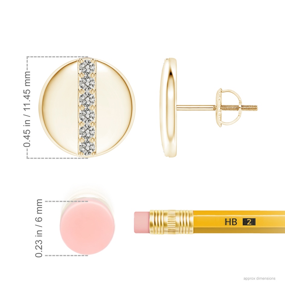 1.7mm KI3 Pave-Set Diamond Disc Stud Earrings in Yellow Gold ruler