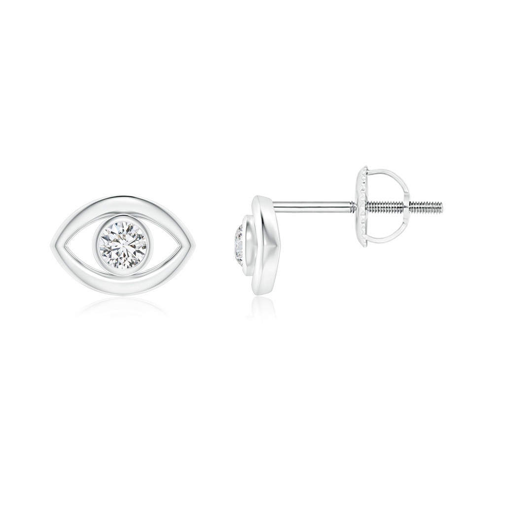 2.2mm HSI2 Bezel-Set Diamond Evil Eye Stud Earrings in White Gold
