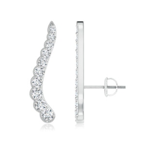 2.5mm GVS2 Diamond Wavy Ear Climbers with Milgrain in P950 Platinum